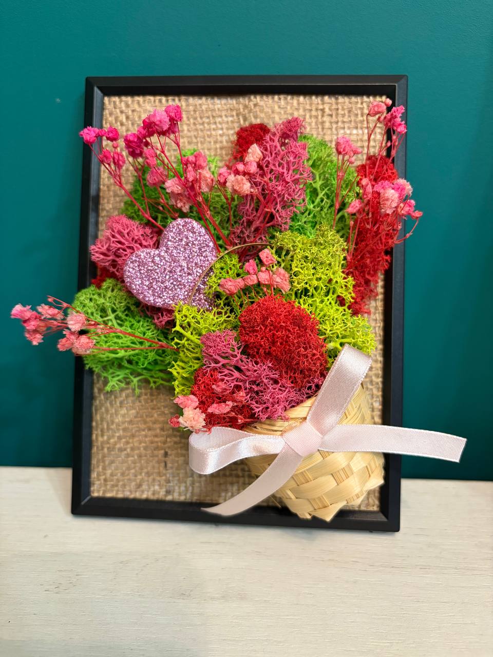 3D Картина със скандинавски мъх „Кошница с любов“